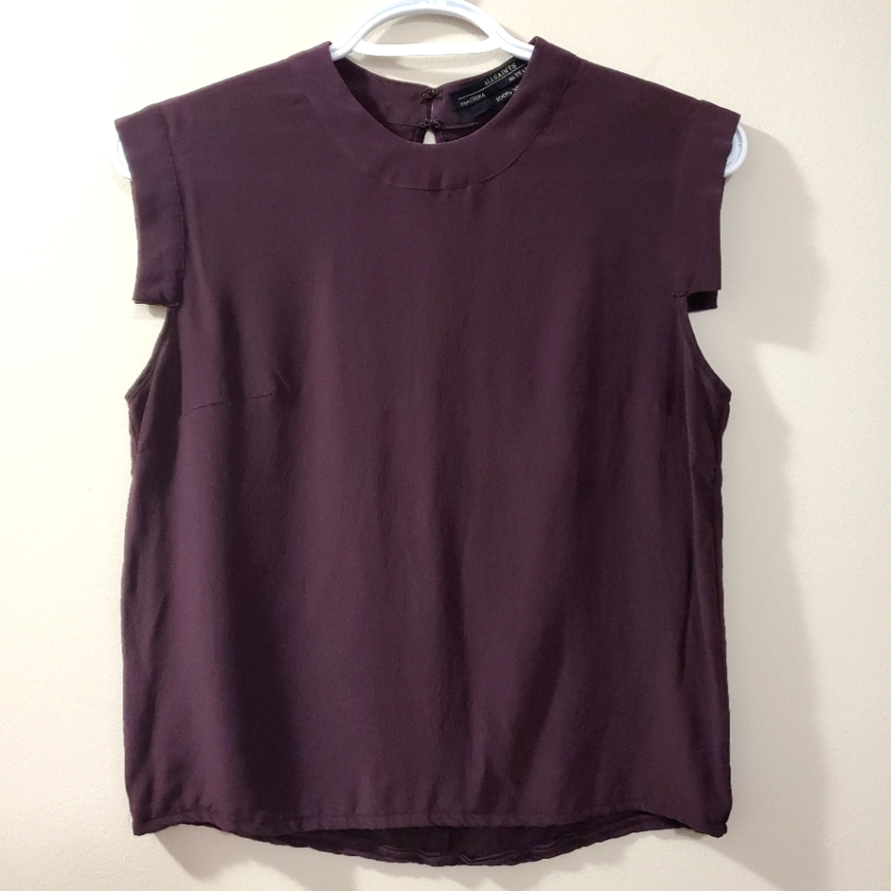 Allsaints - 100% Silk Purple Blouse - Size 2  (Read for Details)